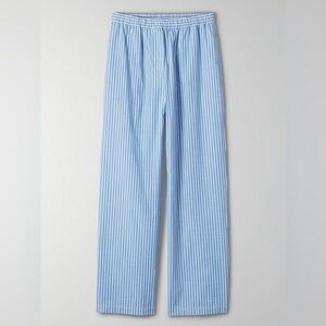 Aritzia Wilfred Free Boardwalk Pant Stripe Poplin Blue White